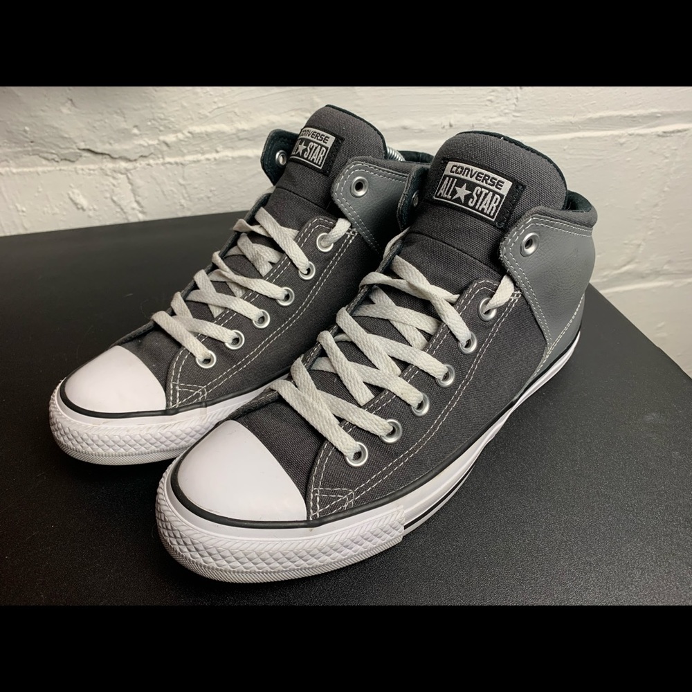 Converse All Star (154841C) Men’s Size 9 High Top Lace Up Gray & White Excellent